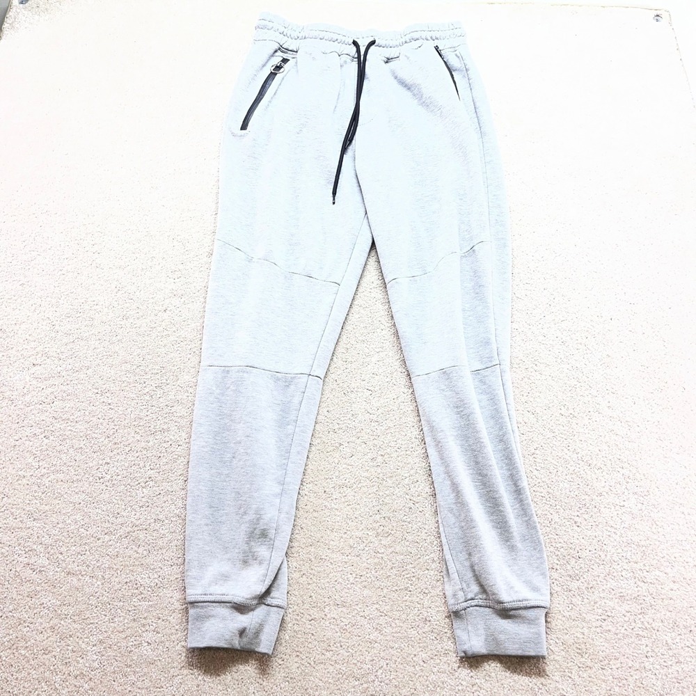 Rue21 Joggers Mens Size Medium Gray Fleece Moto‎ Zipper Pocket Sweatpants